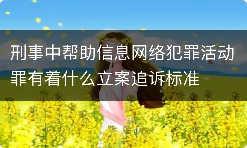 刑事中帮助信息网络犯罪活动罪有着什么立案追诉标准