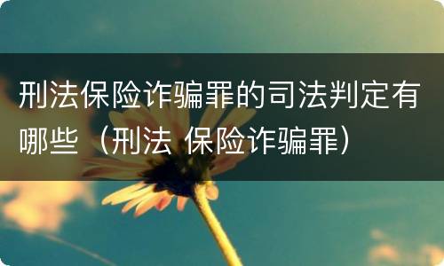 刑法保险诈骗罪的司法判定有哪些（刑法 保险诈骗罪）