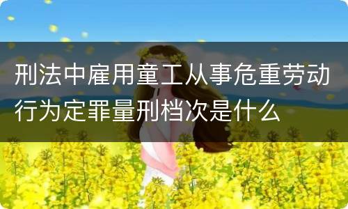 刑法中雇用童工从事危重劳动行为定罪量刑档次是什么