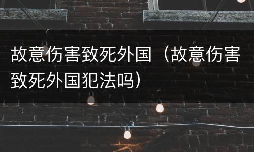 故意伤害致死外国（故意伤害致死外国犯法吗）