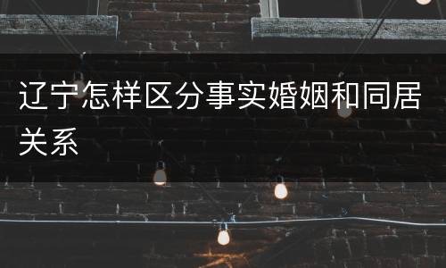 辽宁怎样区分事实婚姻和同居关系