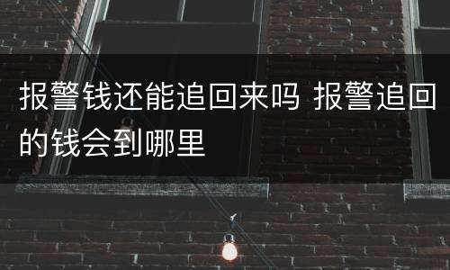 报警钱还能追回来吗 报警追回的钱会到哪里