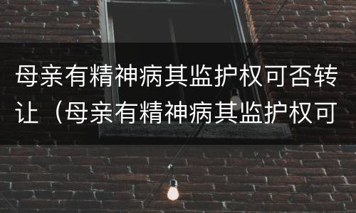 母亲有精神病其监护权可否转让（母亲有精神病其监护权可否转让给子女）