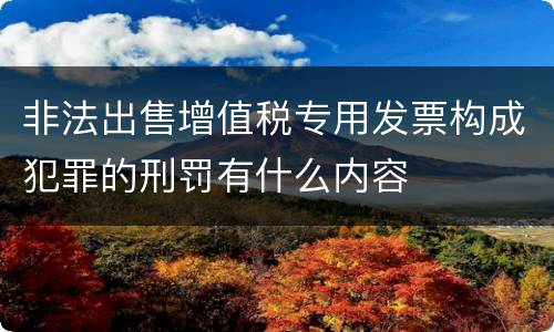 非法出售增值税专用发票构成犯罪的刑罚有什么内容