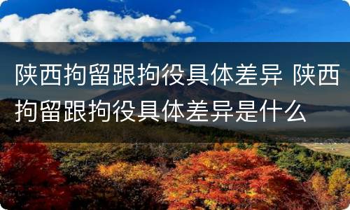 陕西拘留跟拘役具体差异 陕西拘留跟拘役具体差异是什么