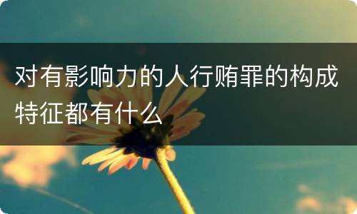 对有影响力的人行贿罪的构成特征都有什么
