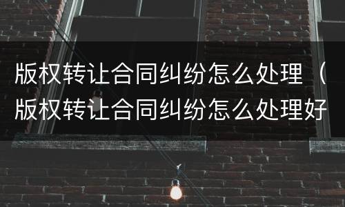 版权转让合同纠纷怎么处理（版权转让合同纠纷怎么处理好）