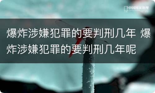 爆炸涉嫌犯罪的要判刑几年 爆炸涉嫌犯罪的要判刑几年呢