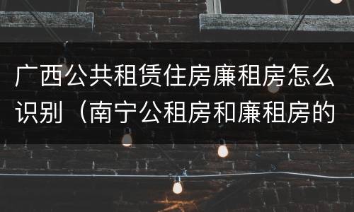 广西公共租赁住房廉租房怎么识别（南宁公租房和廉租房的区别）