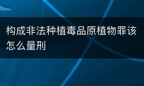 构成非法种植毒品原植物罪该怎么量刑