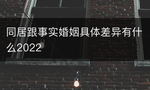 同居跟事实婚姻具体差异有什么2022