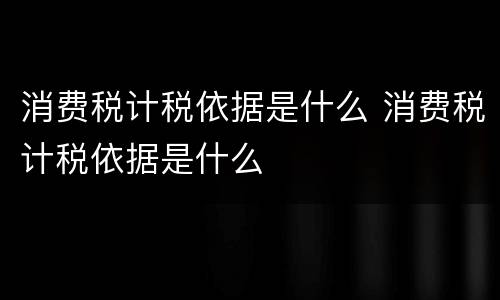 消费税计税依据是什么 消费税计税依据是什么