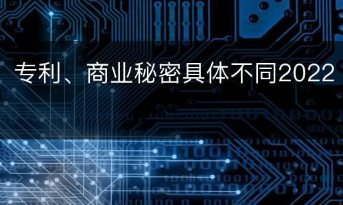 专利、商业秘密具体不同2022