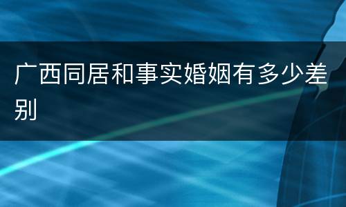 广西同居和事实婚姻有多少差别