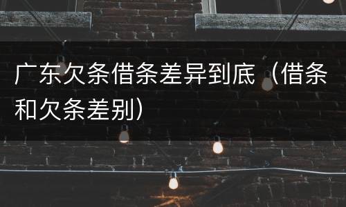 广东欠条借条差异到底（借条和欠条差别）