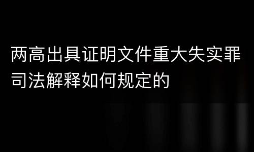 两高出具证明文件重大失实罪司法解释如何规定的
