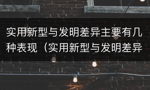 实用新型与发明差异主要有几种表现（实用新型与发明差异主要有几种表现手法）