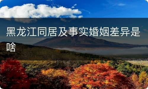 黑龙江同居及事实婚姻差异是啥