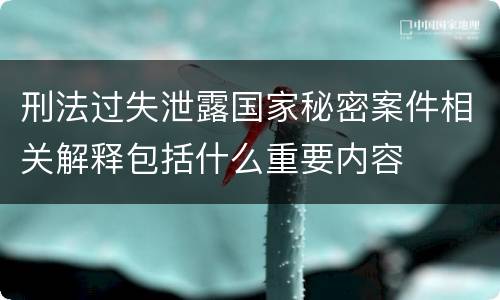 刑法过失泄露国家秘密案件相关解释包括什么重要内容