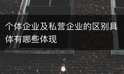 个体企业及私营企业的区别具体有哪些体现