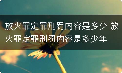 放火罪定罪刑罚内容是多少 放火罪定罪刑罚内容是多少年