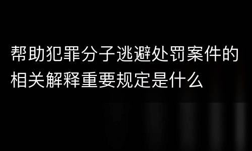 帮助犯罪分子逃避处罚案件的相关解释重要规定是什么