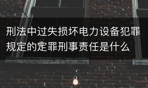 刑法中过失损坏电力设备犯罪规定的定罪刑事责任是什么