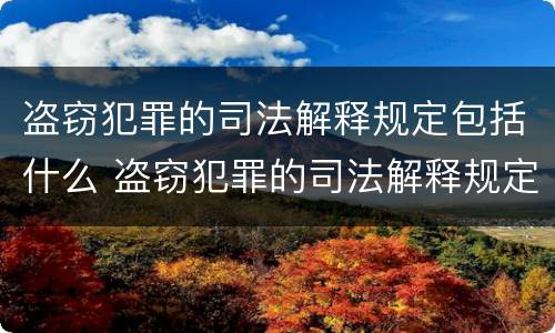 盗窃犯罪的司法解释规定包括什么 盗窃犯罪的司法解释规定包括什么罪名