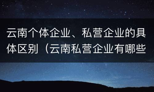 云南个体企业、私营企业的具体区别（云南私营企业有哪些）