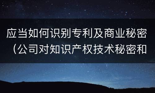 应当如何识别专利及商业秘密（公司对知识产权技术秘密和商业秘密的保护措施）