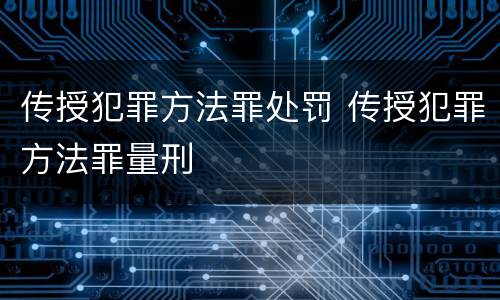 传授犯罪方法罪处罚 传授犯罪方法罪量刑