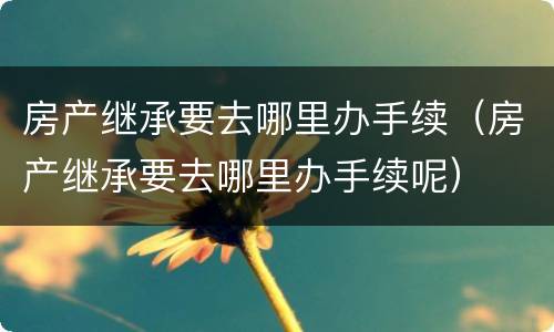 房产继承要去哪里办手续（房产继承要去哪里办手续呢）