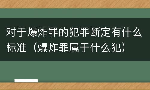 对于爆炸罪的犯罪断定有什么标准（爆炸罪属于什么犯）
