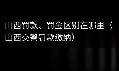 山西罚款、罚金区别在哪里（山西交警罚款缴纳）