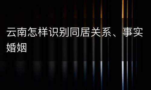 云南怎样识别同居关系、事实婚姻