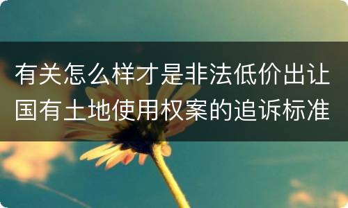 有关怎么样才是非法低价出让国有土地使用权案的追诉标准