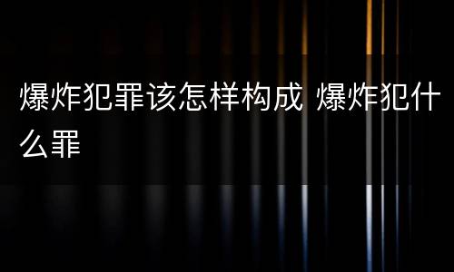 爆炸犯罪该怎样构成 爆炸犯什么罪