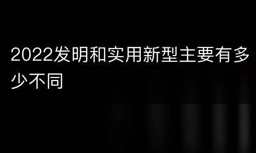 2022发明和实用新型主要有多少不同