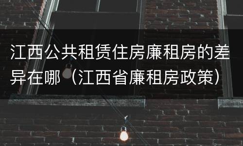 江西公共租赁住房廉租房的差异在哪（江西省廉租房政策）