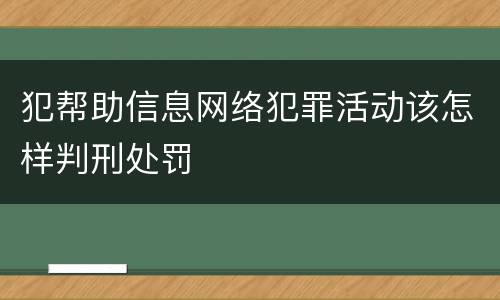 犯帮助信息网络犯罪活动该怎样判刑处罚