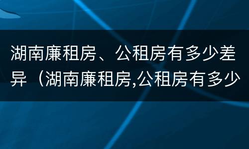 湖南廉租房、公租房有多少差异（湖南廉租房,公租房有多少差异呢）