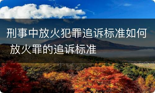 刑事中放火犯罪追诉标准如何 放火罪的追诉标准