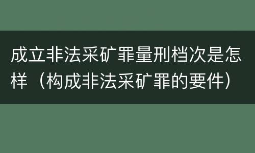成立非法采矿罪量刑档次是怎样（构成非法采矿罪的要件）