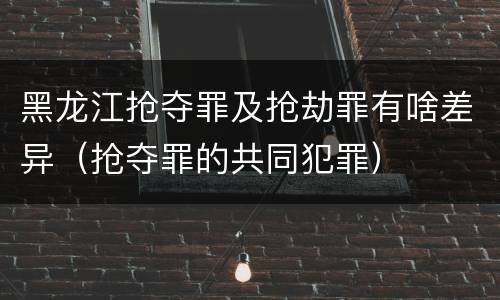 黑龙江抢夺罪及抢劫罪有啥差异（抢夺罪的共同犯罪）