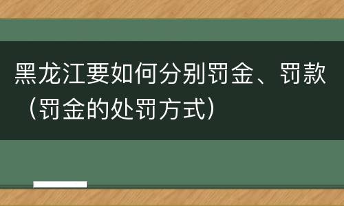 黑龙江要如何分别罚金、罚款（罚金的处罚方式）