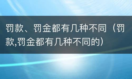 罚款、罚金都有几种不同（罚款,罚金都有几种不同的）