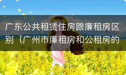 广东公共租赁住房跟廉租房区别（广州市廉租房和公租房的区别）