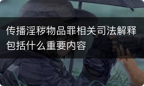 传播淫秽物品罪相关司法解释包括什么重要内容