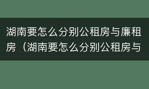 湖南要怎么分别公租房与廉租房（湖南要怎么分别公租房与廉租房呢）