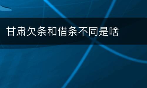 甘肃欠条和借条不同是啥
